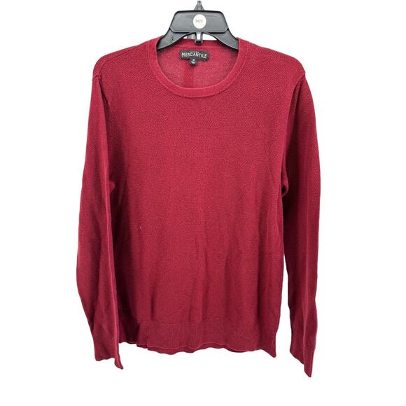 J. Crew Mercantile Men's Red Cotton Pique Crewneck Sweater Size Medium - Picture 1 of 5